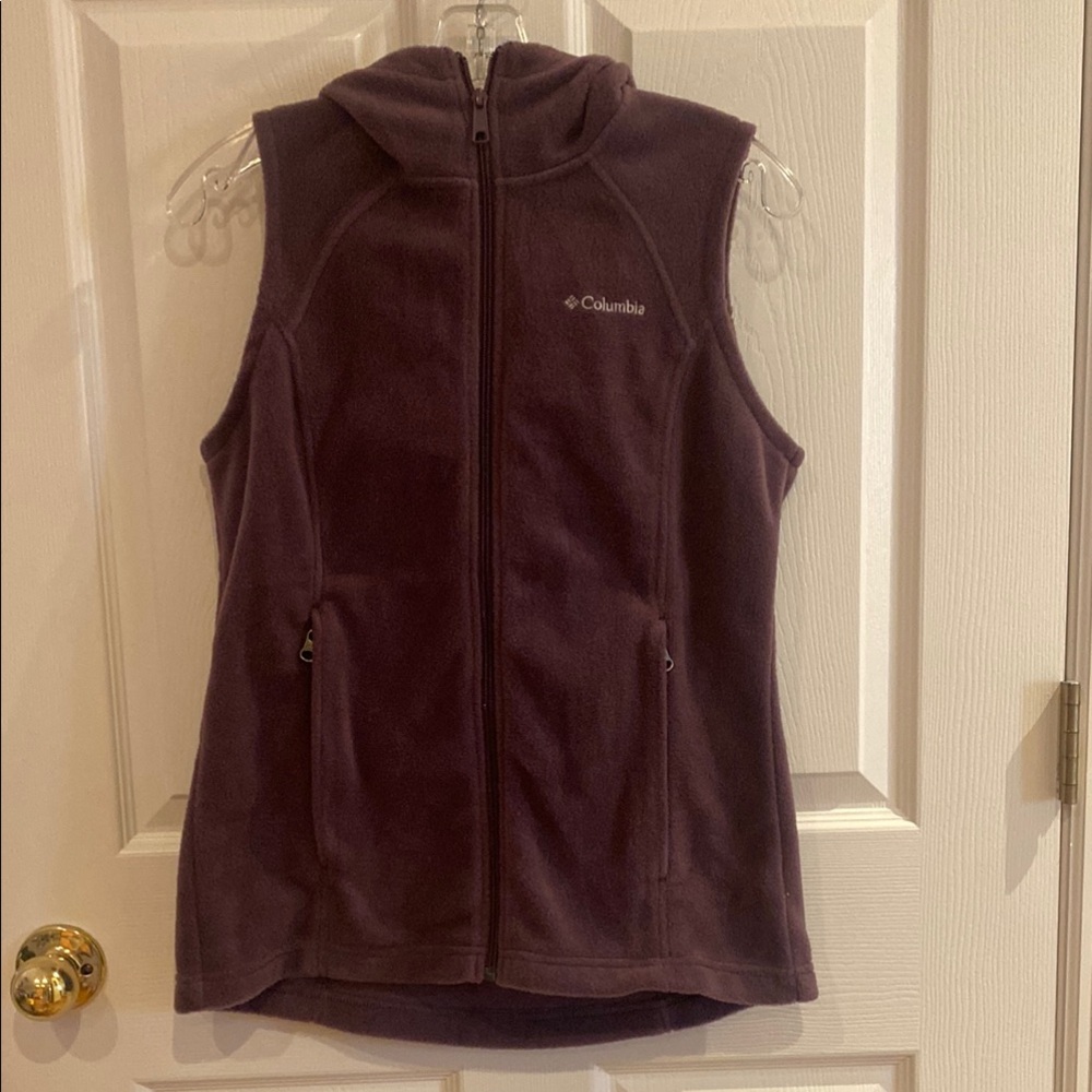 Vintage Columbia Deep Purple Hooded Fleece Vest